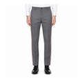 Thom Browne Style Men's Casual Trousers - 100% Wool with Adjustable Backstrap with Signature Four-Bar...