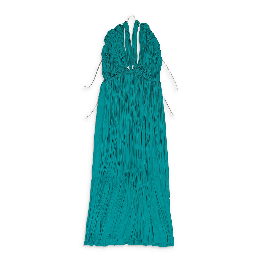 AQUAMARINE LONG PLEATED DRESS