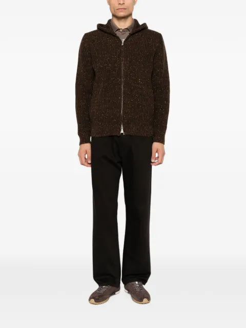 Eleventy zip-up ribbed-knit hoodie