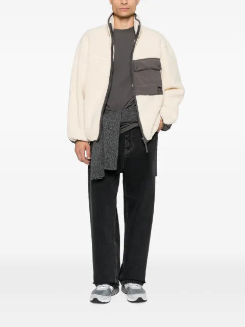 Maison Kitsuné fleece-texture panelled jacket