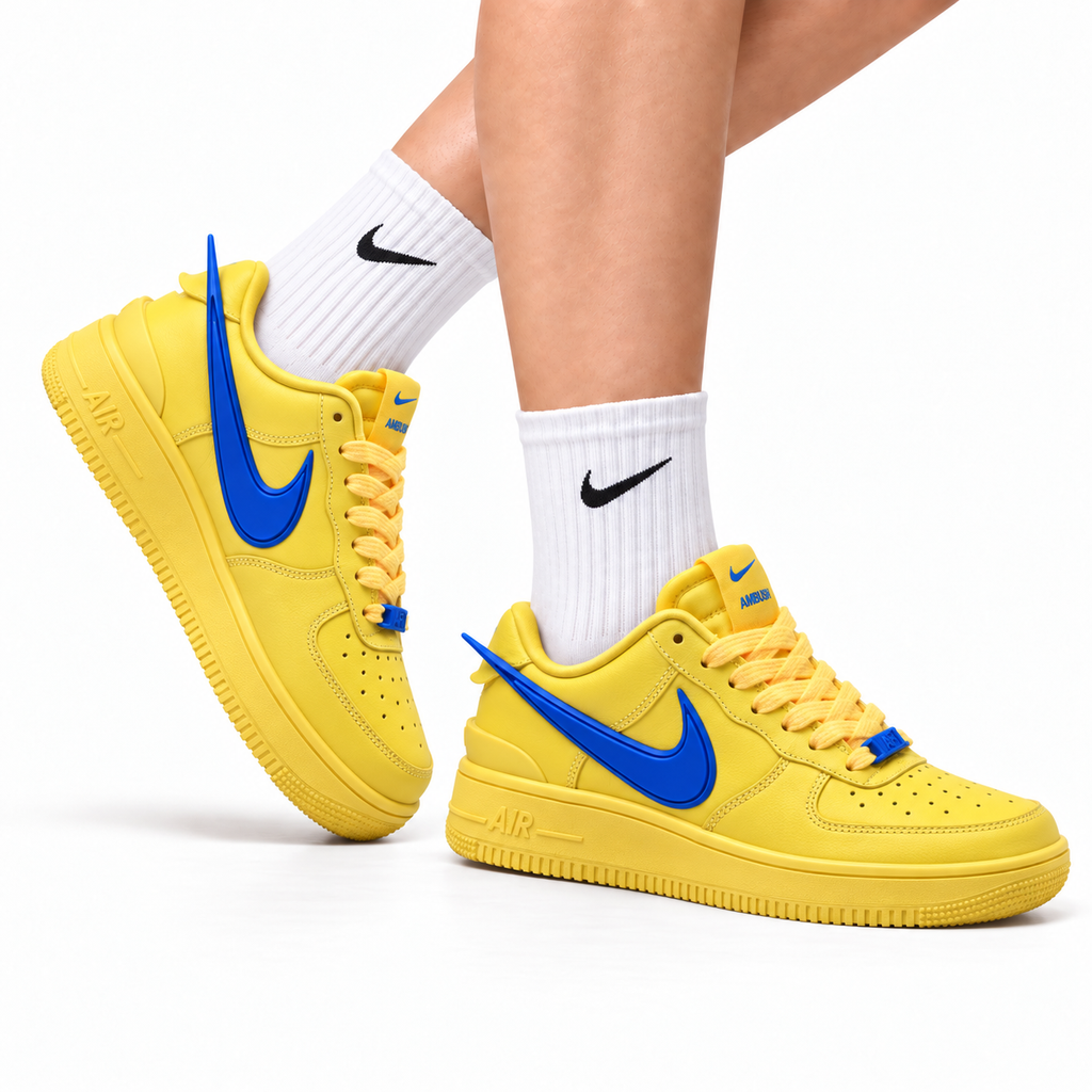 Nike Air Force 1 Low Yellow Royal Blue Unisex Sneakers Style 14
