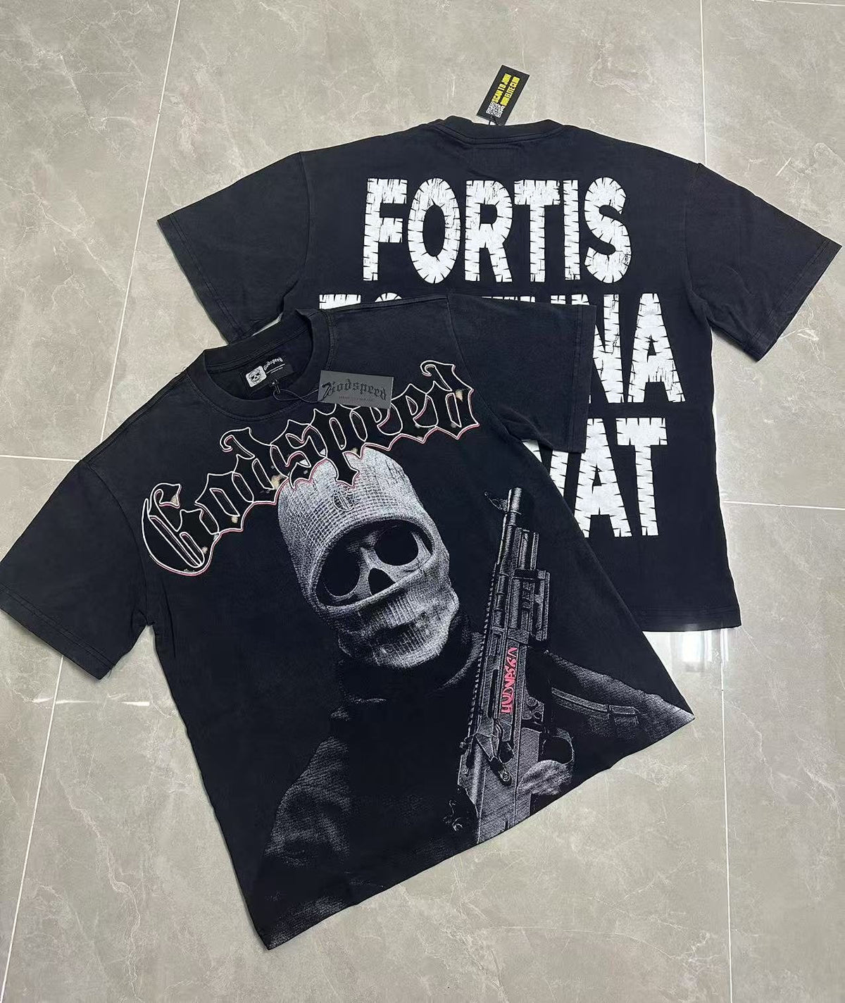 Godspeed Fortis Fortuna Washed Black Graphic T-Shirt