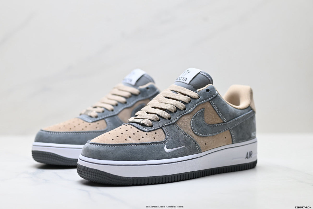 Nike Air Force 1 Low Gray Beige Unisex Sneakers Style 09