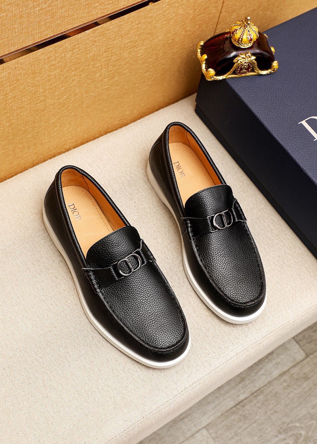 Dior Textured Leather Slip-On Shoes