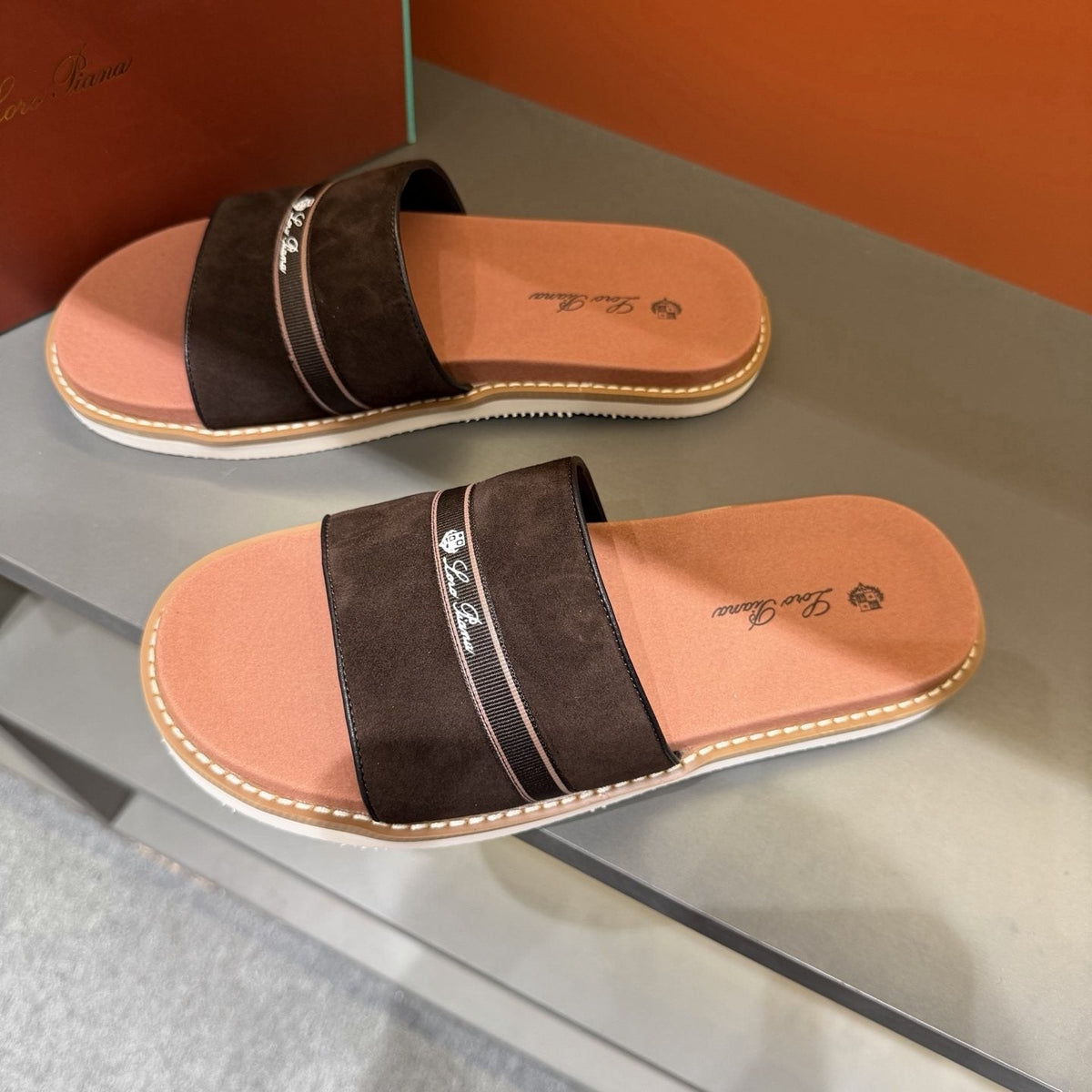 Loro Piana Cross-Strap Men's Slide Sandals